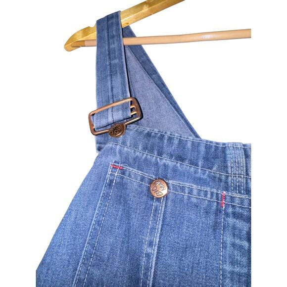 Vintage Big Mac Bib Overalls Men Medium Denim Square Bak Workwear USA Distressed - Picture 3 of 13